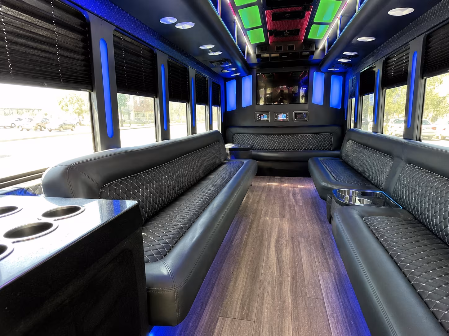 bend 15 passenger party bus inside