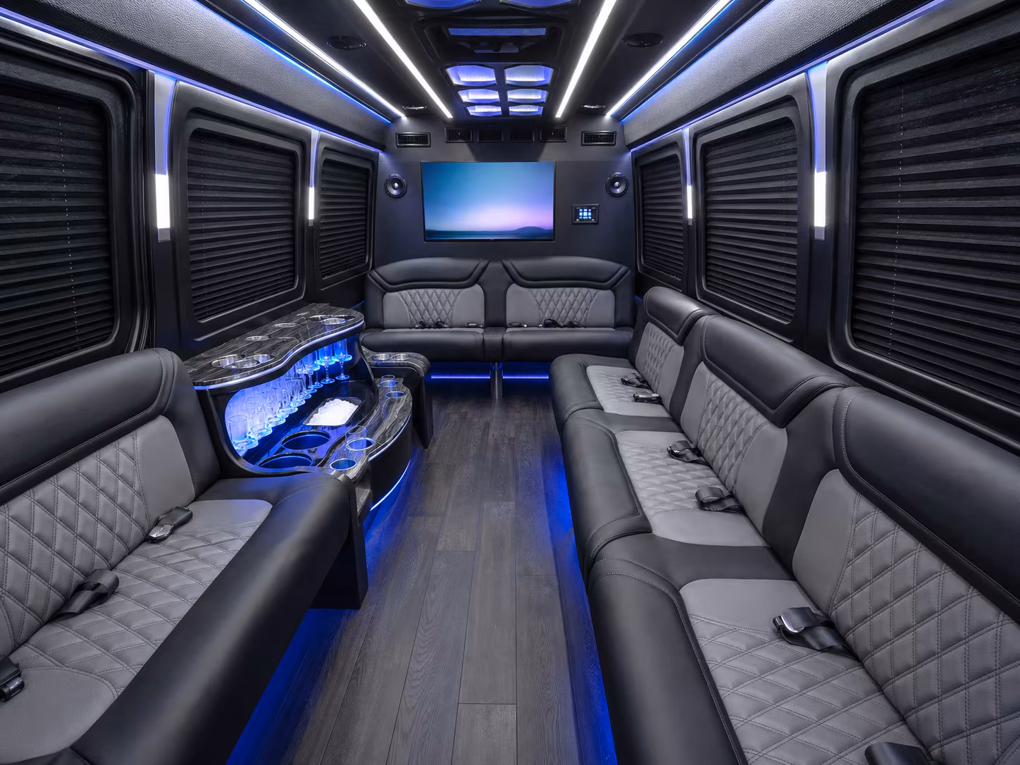 bend 18 passenger party bus interior