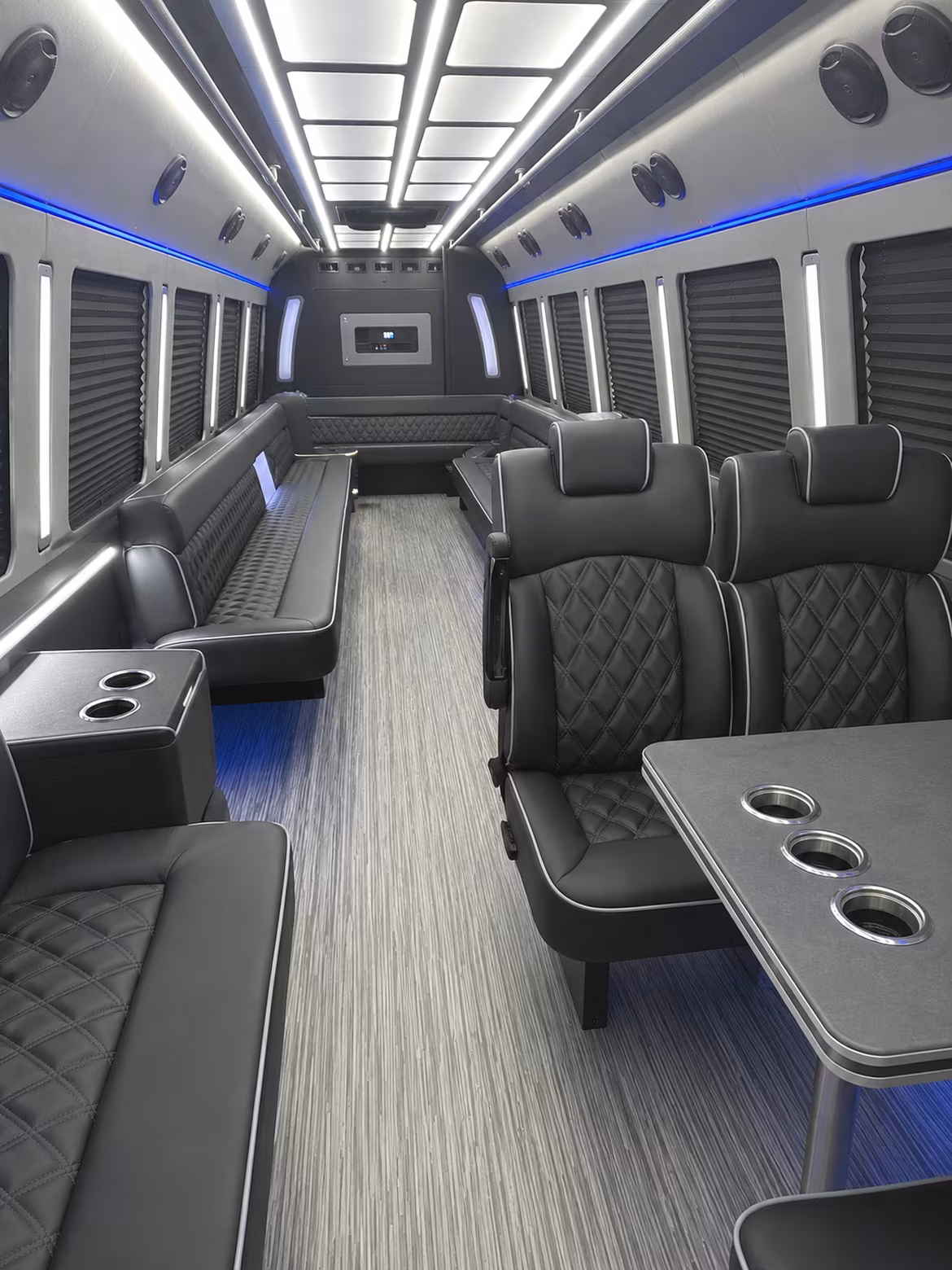 bend 25 passenger party bus inside