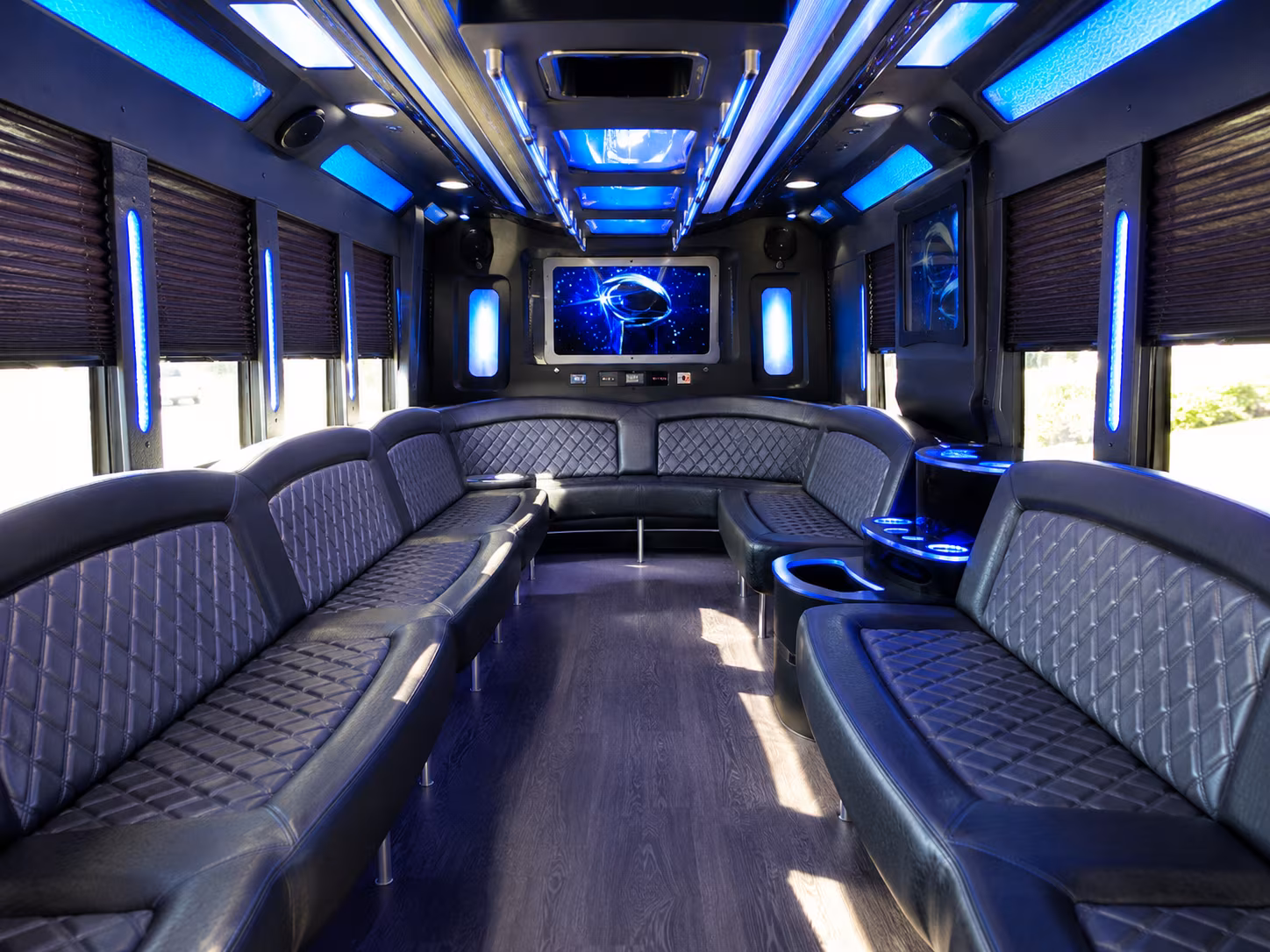 bend 28 passenger party bus inside