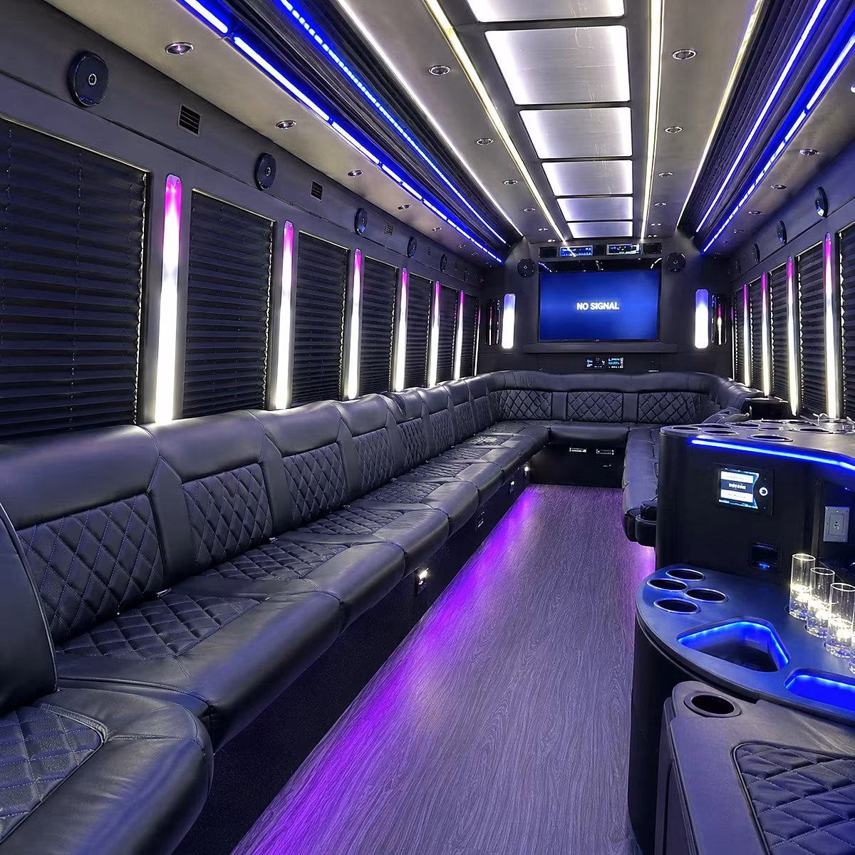 bend 30 passenger party bus inside