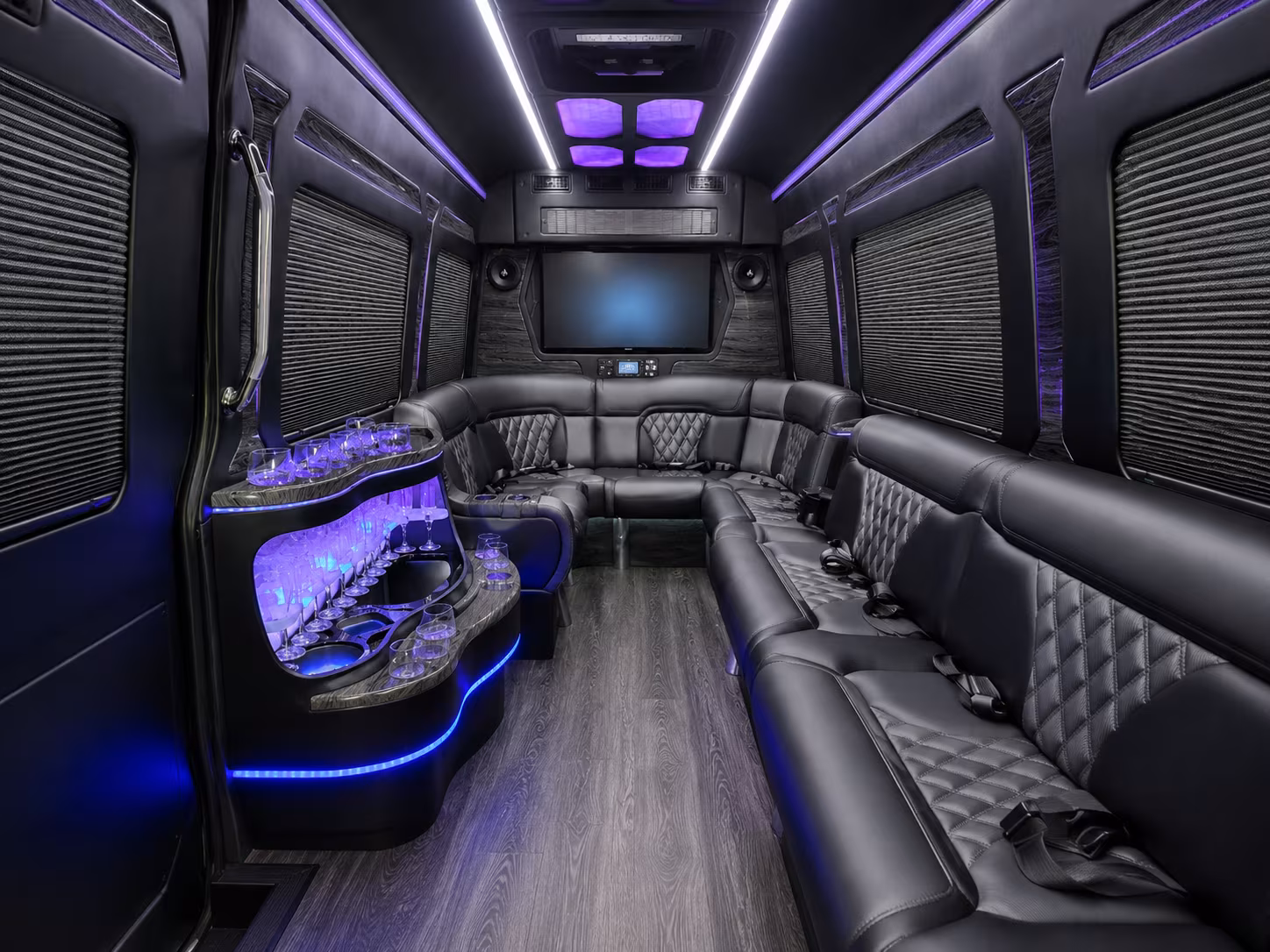 bend 40 passenger party bus inside