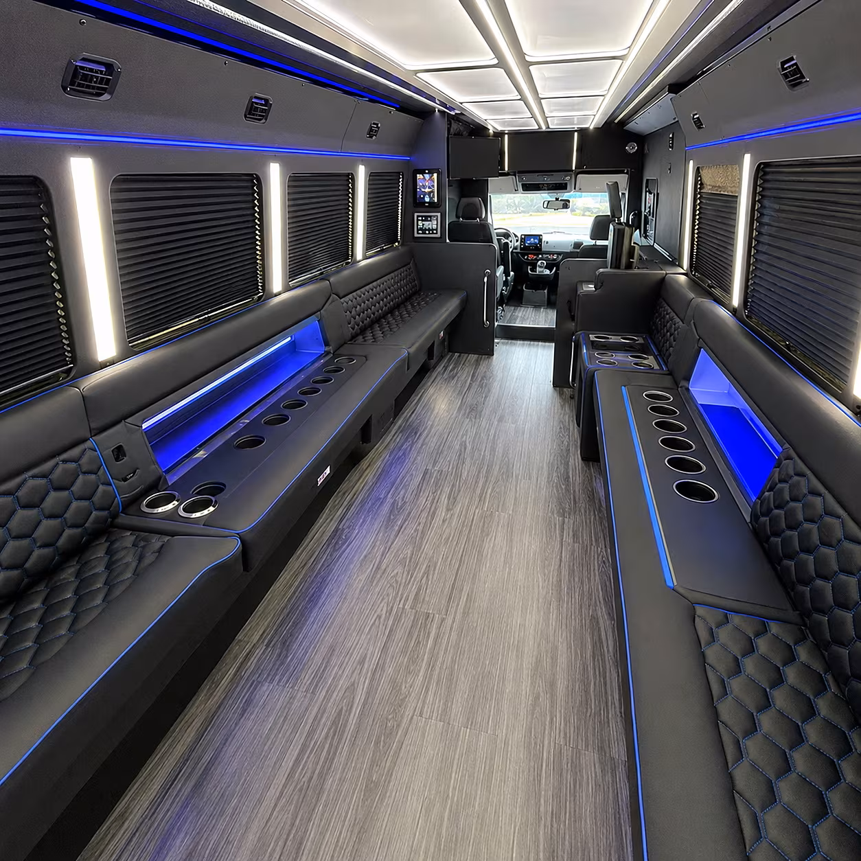 bend party bus rental interior