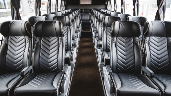 50 passenger charter bus inside albany